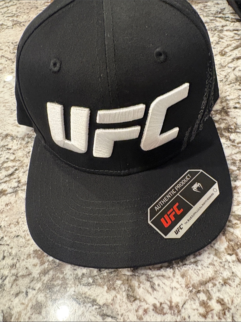 UFC Black Snapback with White Embroidered Logo